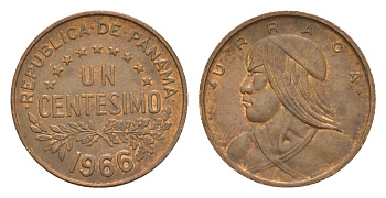 Панама 1 сентесимо 1966 Уррака KM 22 бронза 4649-831