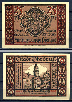 Ордруф (Тюрингии) 25 пфеннигов 1921 бумага UNC (пресс) 7556-14-1-2