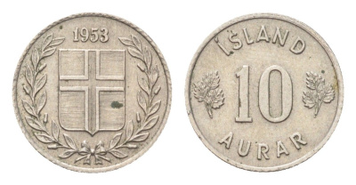 Исландия 10 эйре 1953 KM 10 медно-никель 4705-541