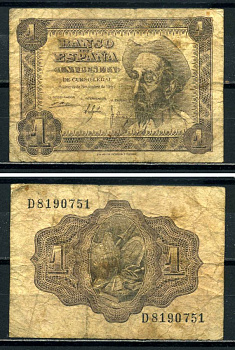 Испания 1 песета 1951 19 ноября 1951, Дон Кихол де Ла Манча Pick 139a бумага 8590-4-3-2