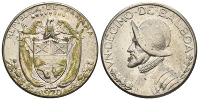 Панама 1/10 бальбоа 1970  KM 10 медь плакированная медно-никелем  aUNC  4609-918