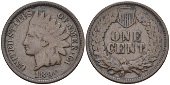 США 1 цент 1890 индеец, Indian head  бронза    4169-136