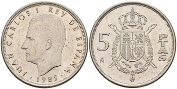 Испания 5 песет 1989 Хуан Карлос I (1975 - 2014) KM 823 медно-никель 4155-745