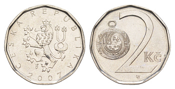 Чехия 2 кроны 2007 KM 9 сталь плакированная никелем UNC 4651-563