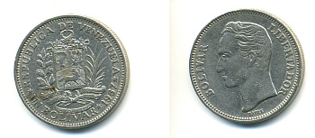 Венесуэла 1 боливар 1967 Симон Боливар KM 42 никель 176-446