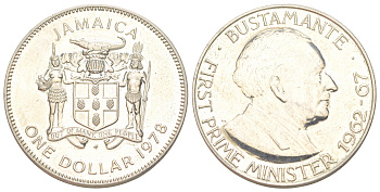 Ямайка 1 доллар 1978 тираж 1.566 экземпляров KM 57 медно-никель BU 00-1067-7-64