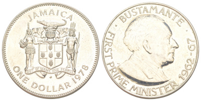 Ямайка 1 доллар 1978 тираж 1.566 экземпляров KM 57 медно-никель BU 00-1067-7-64