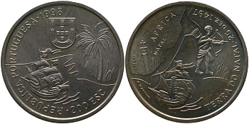 Португалия 200 эскудо 1998 Путешествие Васко да Гамы в Индию 1498 года - Южная Африка, Наталь KM 710 медно-никель UNC 4677-412