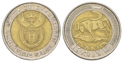 ЮАР 5 рандов 2012 KM 555 биметалл 4626-915
