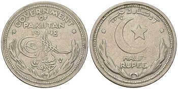 Пакистан 1/2 рупии 1948 KM 6 никель 4591-451