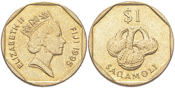 Фиджи 1 доллар 1995 сосуд для воды Saqamoli KM 73 алюминиевая бронза UNC 4128-1144