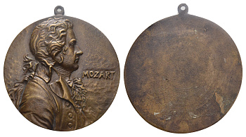 Австрия медаль ND Вольфганг Амадей Моцарт, с ушком, 87 мм, 185 гр.  бронза    10-004-15