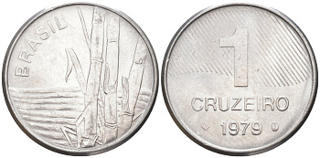 Бразилия 1 крузейро 1979 сахарный тростник KM 590 нержавеющая сталь 213-637