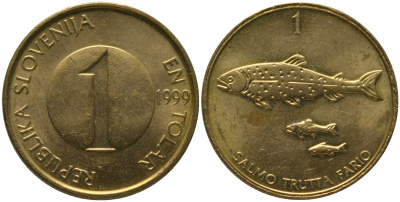 Словения 1 толар 1999 KM 4 латунь 4548-235