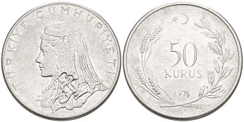 Турция 50 курушей 1976 Анатолийская невеста KM 899 нержавеющая сталь 259-554