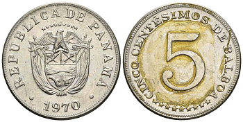 Панама 5 сентесимо 1970  KM 23.2 медно-никель    4610-311