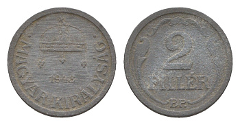 Венгрия 2 филлера 1943 BP KM 519 цинк 4658-348
