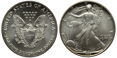США 1 доллар 1992 шагающая свобода KM 273 серебро UNC 02-112-45