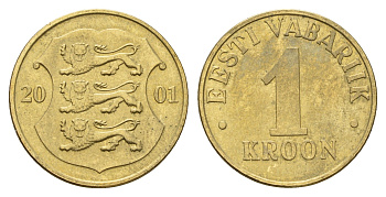 Эстония 1 крона 2001 KM 35 латунь 3459-753