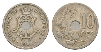 Бельгия 10 сантимов 1902 Belgique KM 48 медно-никель 4649-732