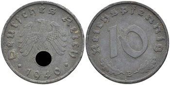 Германия 10 рейхспфеннигов 1940 B KM 101, J. 371 цинк 4401-847