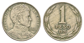Чили 1 песо 1976 KM 208 медно-никель 4688-337