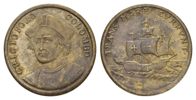 Италия медаль Каравелла Христофора Колумба 1992 диаметр 29 мм, вес 6,9 гр бронза 4670-1023