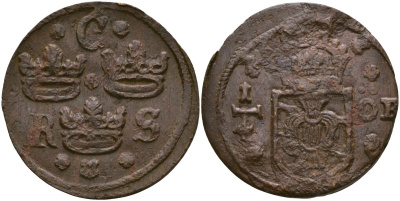 Швеция 1/4 эре 16хх Кристина (1632-1654) медь 4168-111