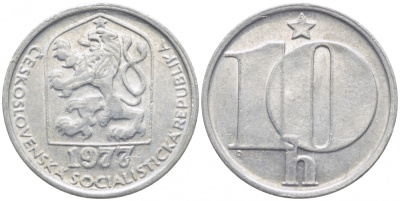 Чехословакия 10 геллеров 1977 KM 80 алюминий 112-552