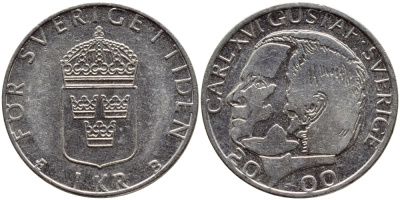 Швеция 1 крона 2000 Карл XVI Густав (1973- ) KM 852а медно-никель 4379-1316