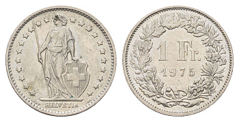 Швейцария 1 франк 1975 KM 24a медно-никель 4678-912