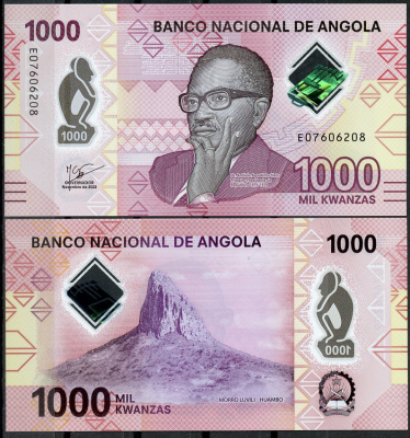 Ангола 1000 кванза 2023 Антонио Агостиньо Нето, Пик Лувили, Уамбо Pick 162  пластик  UNC (пресс) 7200-4-1