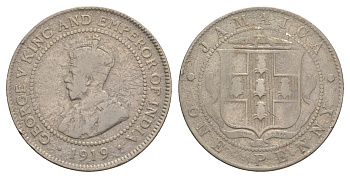 Ямайка 1 пенни 1919 C, Георг V (1910-1936) KM 26 медно-никель 4641-853