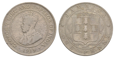 Ямайка 1 пенни 1919 C, Георг V (1910-1936) KM 26 медно-никель 4641-853