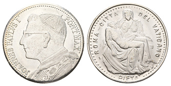 Ватикан медаль в честь избрание папой римским Иоанна Павла I ND (1978) Иоанн Павел I, Пьета Микеланджело, диаметр 35,5 мм, вес 16,4 гр бронза плакированная серебро 4667-1121