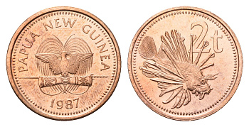 Папуа Новая Гвинея 2 тойя 1987 KM 2 бронза UNC 96-819