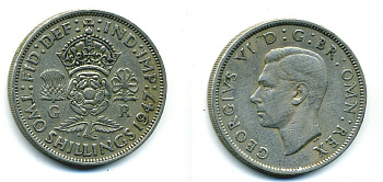 Великобритания 2 шиллинга (флорин) 1947 Георг VI (1936-1952) KM 865, Spink 4102 медно-никель 89-1614