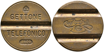 ИТАЛИЯ ТЕЛЕФОННЫЙ ЖЕТОН № 7809, ДИАМЕТР 24,5 ММ. латунь 65-1043