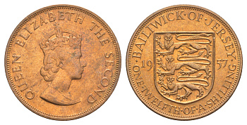 Джерси 1/12 шиллинга 1957 Елизавета II (1952-2022) KM 21 бронза aUNC 4634-244