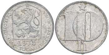 ЧЕХОСЛОВАКИЯ 10 ГЕЛЛЕРОВ 1975 СОЦИАЛИСТИЧЕСКАЯ РЕСПУБЛИКА KM 80 алюминий 44-1028