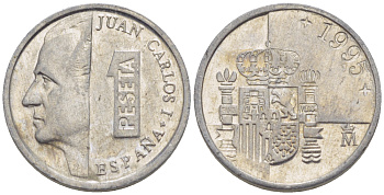 ИСПАНИЯ 1 ПЕСЕТА 1995 ХУАН КАРЛОС I ( 1975-) KM 832 алюминий 4181-1055