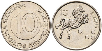 Словения 10 толаров 2004 лошадь KM 41 медно-никель 4556-1246