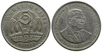 Маврикий 5 рупий 1992 Сивусагур Рамгулам KM 56 медно-никель 4381-232