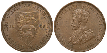 Джерси 1/12 шиллинга 1913 Георг V (1910-1936) KM 12 бронза 4389-345