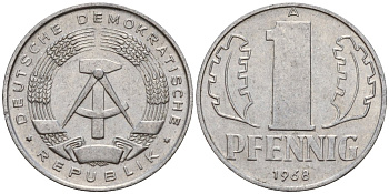 ГДР 1 пфенниг 1968 A KM 8.1 алюминий 44-1258