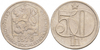 ЧЕХОСЛОВАКИЯ 50 ГЕЛЛЕРОВ 1979 СОЦИАЛИСТИЧЕСКАЯ РЕСПУБЛИКА KM 89 медно-никель 186-125