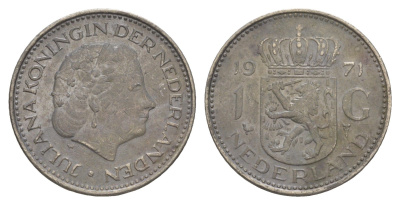 Нидерланды 1 гульден 1971 Юлиана (1948-1980) KM 184a никель 4519-414