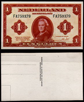 Нидерланды 1 гульден ND (1943) открытка тип Pick 64 картон 8708-2