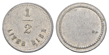 Германия пивной жетон в 1/2 литра пива ND диаметр 24,2 мм, вес 1,3 гр алюминий 4171-832