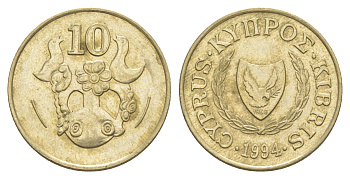 Кипр 10 центов 1994 KM 56.3 никель латунь 4633-1142